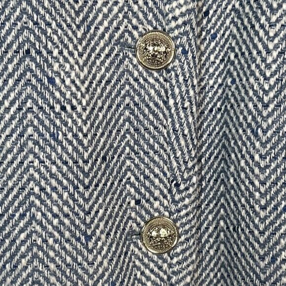 Zara Gold Button Herringbone Cropped Lady Jacket Blazer Size Medium - Picture 3 of 5